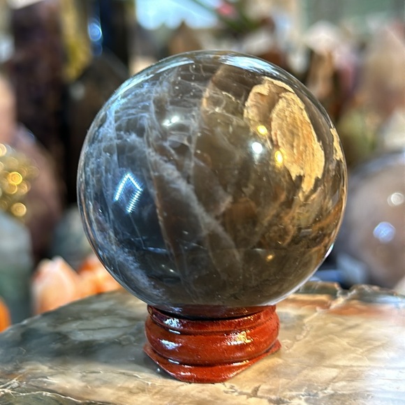 🔥SALE🔥 Moonstone Crystal Sphere With Rainbows And Flash! - Picture 8 of 16
